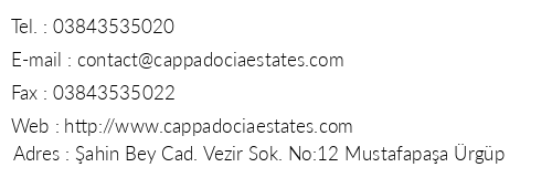 Cappadocia Estates telefon numaralar, faks, e-mail, posta adresi ve iletiim bilgileri